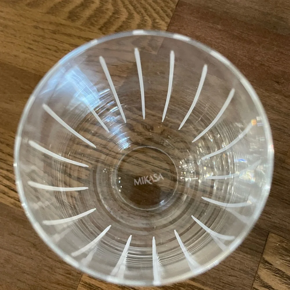 Mikasa Crystal Cheers Stemless Wine Glasses with Etched Stripes- Set of 2
